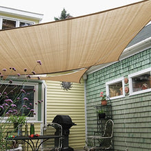 E&K Sunrise 25' x 29' Sun Shade Sail Rectangle Canopy Shade Cover with A Ring Steel Cable Wire UV Block for Pergola Patio Backyard Garden Deck Outdoor (Beige)