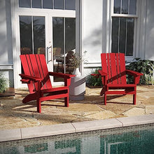 Taylor & Logan Hedley Adirondack Chair with Cup Holder, Weather Resistant HDPE Adirondack Chair in Red, Set of 2