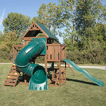 Swing-N-Slide Tellico Terrace Wood Swing Set with Slides, Climbing Wall & Swings Brown