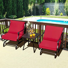 YWMLFZ 3PCS Patio Rocking Bistro Set Cushioned Chair Armrest Side Table Red