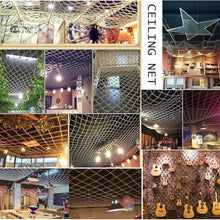 Hemp Rope Net，Heavy Duty Natural Jute Rope Safety Net Balcony Stairs Garden Protection Net Ceiling Hanging Bridge Decorative Rope Net ，Rope Thickness 16mm Mesh 15cm(Size:6x15m)