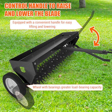 Tow Behind Aerator, 40 Inch Plug Aerator with Universal Hitch, Durable Lawn Aerator Soil Penetrator Tractor with Transport Wheels, Steel Teeth, Tray, Suitable for Lawn, Farm and Garden, Black