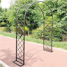 GFSGHZZ Galvanized Metal Rose Trellis Arch - Sturdy Freestanding Garden Archway for Climbing Plantsideal for Rose Bushes and Vinesoutdoor Det,Brown-W240Xh230Cm