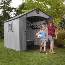 Lifetime 8 x 10 Ft Outdoor Storage Shed, Dual-Wall HDPE Construction, Steel-Reinforced, Skylight and Window, Lockable Doors, UV-Protected Gray Finish