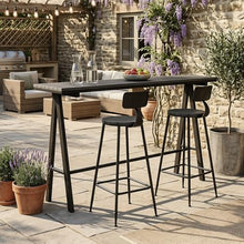 MISXEOE Outdoor Bar Table 47"-79", Wood Patio Bar Height Table High Counter Tables Rain/Sun Protection for Poolside Garden Balcony Restaurant Cafe, Indoor or Outdoor Use(Black 2,55.1"x15.7"x41.3")