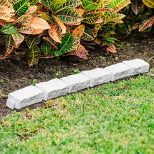 Beuta DIY No Dig Faux Stone Landscape Edging with Anchoring Spikes 48" L x 4" W x 2.25" H Sandstone