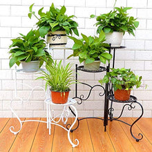 RWGOVLU 3-Level Plant Stand, Folding Flower Pot Holder for Outdoor, Indoor, Wrought-Iron Stand, for 3 Flowerpots for House, Garden, Terrace and Garden,Black