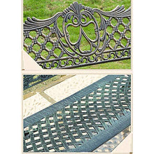 Outdoor Garden Bench, Outdoor Furniture Cast Iron Porch Bench, Anti-Rust Iron Art Leisure Terrace Bench, Suitable for Deck/Lawn/Street(Carved Green)