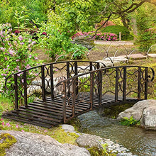 ZenithX 6' Metal Garden Arch Bridge - 660 lbs. Weight Capacity with Safety Siderails & Vine Motifs, Easy Assembly for Backyard Creek/Stream/Pond, Brown