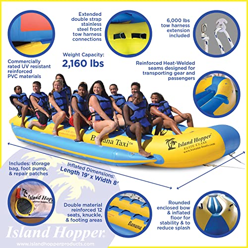 Island Hopper 12 Passenger Banana Taxi Elite Class Heavy Commercial Side by Side Banana Boat Yellow