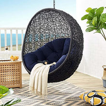 Modway Encase Sunbrella® Swing Outdoor Patio Lounge Chair in Black Navy