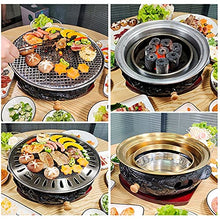 Charcoal Grill Portable Round Barbecue Stove Food Charcoal Stove With Copper Mesh Base Tabletop BBQ Grill Outdoor Cooking Picnic Barbecue (Color : Black Size : 33x14cm)