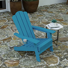 Merrick Lane Nassau Adirondack Chairs with Cup Holders, Weather Resistant Poly Resin Adirondack Chairs, Set of 4, Blue