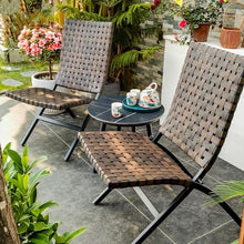 Labasuan 3 Piece Leather Texture Wicker Patio Chairs, All Weather Resistant Folding Adirondack Chairs with Side Coffee Table, Outdoor Leisure Seating for Garden, Balcony & Yard(A)
