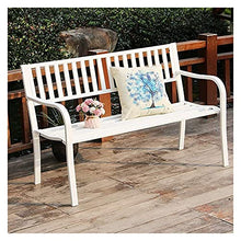 KLYCHF Garden Bench Outdoor Bench Patio Bench Front Porch Furniture Park Terrace Garden Benches Outdoor Cast Iron Bench Seat (with Foam Cushion) 2-Sea