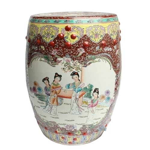 JOYNOW Ceramic Garden Stool Decorative Garden Stools Pastel Hand-Painted Antique Window Attendant Porcelain Stool Dressing Stool Embroidery Pier Cooler Pier Garden Stool Ceramic