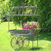 Zaer Ltd. Large Flower Cart with Roof and Moving Wheels (Antique Bronze)