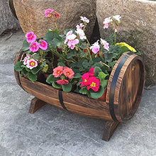XJJUN Barrel Planter, Beer Barrel Flower Boxes Outdoor Vegetable Pot Flower Trough Balcony Flower Stand, for Patio Garden (Color : Brown, Size : 60x35x34cm)