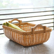 AFPSDLFJDLS Picnic Basket with Handle Camping Willow Weaving Storage Hamper Outdoor Fruit Holder