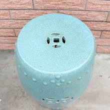 LINKIO Garden Stool Blue and White Decorative Garden Stool - Porcelain Drum Stool for Outdoor and Indoor Use Ottomans