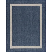 CAMILSON Outdoor Rug 10x14, Large Modern Outside Rugs for Patios Porches Waterproof Durable Washable Non-Shedding, Easy-to-Clean Indoor Outdoor Area Carpet (10 x 14, Bordered - Blue/White)