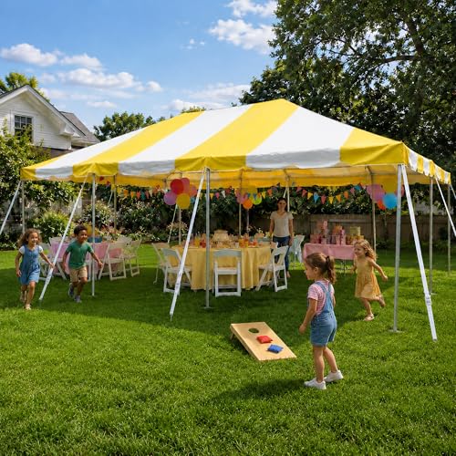 Party Tents Direct 20' x 30' Weekender Frame Canopy with Yellow White Cover