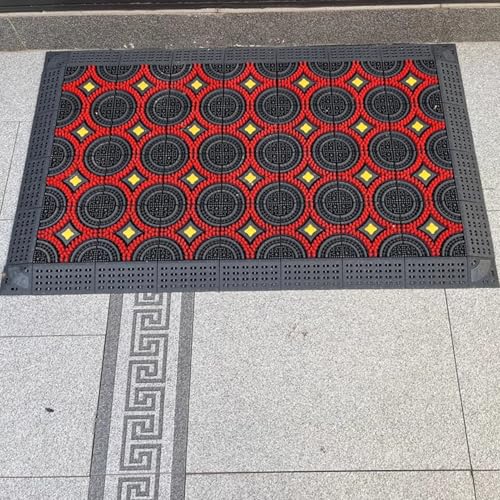 GTPBAO Outdoor Floor Mats with Circle Brush - Anti Slip Rubber Drainage Mat for Commercial Kitchen Garage Garden, Heavy Duty(150x240cm/59x94.5in)