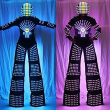 Gracecolorlife LED Robot Suit Costume with High Heel Stilts & Helmet XL Black