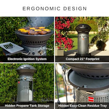 Fuego F21C-H Element Hinged Propane Gas Grill, Dark Gray