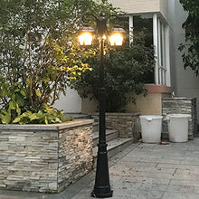 iumLeap 265Cm 2-Head Outdoor Lamp Post Light Apillar Post Light Garden Path Pillar Lamp Ip65 Waterproof Street Light Glass Lantern Courtyard Bollard Path Lamp Pathlighting Po(230cm)