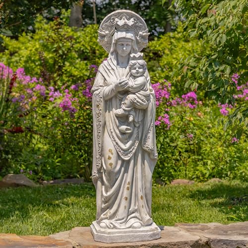 Zaer Ltd. Our Lady of Perpetual Help Garden Statue, 48" H, Magnesium Madonna with Child, Antique Grey or Bronze (Antique Grey)