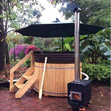 MCP Hot Tub Canadian Redwood Cedar Outdoor Wood-Fired Tub with Paddle and Brown Vinyl Cover