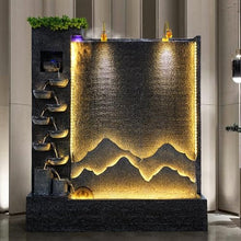 Outdoor Water Fountain with LED Light – Mountain View Decorative Water Feature for Garden, Patio, Yard, Balcony,Shop,Salon, Spa Decoration – Multi-Size Options Available
