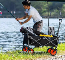 Collapsible Wagon Folding Garden Trolley Cart Heavy Duty Wagon Shopping Cart for Outdoor Camping Fishing Pull Truck Garden Cart