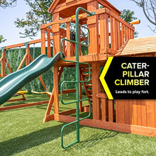 Sportspower Sandalwood Wood Swing Set with Swings, Slide & Playhouse Green
