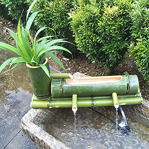GenSDH Bamboo Fountain Kit Bamboo Fountain Japan Garden Asian Handmade Bamboo Garden Water Fountain Indoor Outdoor Pond Orient Decor Length+45Cm Decoration