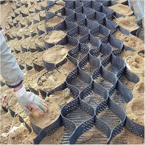 AMHUKIP HDPE Honeycomb Geogrid - 2" or 4" Soil Stabilizer for Driveways, Patios, and Slopes - Heavy-Duty Ground Grid for Landscaping and Erosion Control(6 m x 50 m (20ftx164ft))