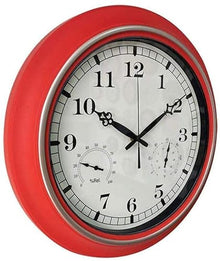 ZYBB Outdoor Garden Wall Clock, with Thermometer and Humidity Waterproof and Sunscreen Outdoor Wall Clock, Indoor Outdoor Decoration
