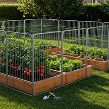 Kozy Kennels Decorative Outdoor Garden Fence - 40in, 40 Panels - Grey Heavy Duty Metal Fencing w/Anti-Rust Coating & Extra Wide Gate for Yard, Flower Bed Border, Dog & Animal Barrier