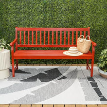 JONATHAN Y Laurel 59" Slatted 3-Seat Acacia Wood Outdoor Bench, Red