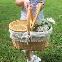 Beautifully Natural Hand Woven Rattan Picnic Baskets with Features Strong Wicker Handles Useful Lovely Storage Baskets Great Gift for All Occasions