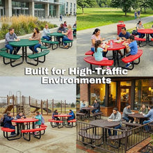 Coated Outdoor Furniture 46In Round Picnic Table, Expanded, Black