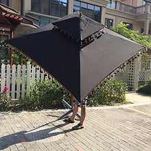 QZQHNYJ Parasol Garden Patio Umbrella Black Square Shade Umbrella with 4 Ribs, Non-Fading Waterproof Market Parasol with Wooden Pole for Water Park Lawn Beach