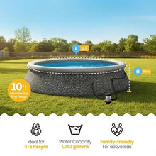 10ft x 30in Round Inflatable Ring Top Above Ground Swimming Pool with Pump
