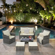 Patio Furniture Set with Small Outdoor Table, All-Weather Wicker, Breathable Polyester Cushions, Patio Bar Set w/ Sillas para Balcon, Sillas para Patio Exterior, Easy-to-Clean, Durable (Beige)