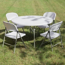 Pack 20 4 Feet Bi Folding Table White 48 Round Folding Table Fold In Half Round Plastic Table Plastic Card Table Outdoor Furniture Four Foot Folding In Half Table Outdoor Table Outdoor Tables