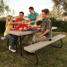 Lifetime Folding Picnic Table and Benches, 6 Feet, Putty, Pack of 4