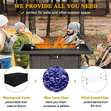 LayinSun 44" Propane Gas Fire Pit Table, 55000 BTU Rectangular Fire Pit with Glass Wind Guard for Outside Patio Deck Garden Backyard
