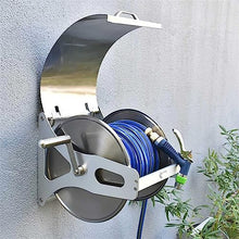 DOIBG Retractable Hose Cart Stainless Steel Garden Hose Reel,Heavy Duty Removable Hose Reel,Wall/Floor Mounted Metal Water Hose Reel-Rack+35m Hose