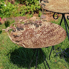 Zaer Ltd. Set of 3 Aged Copper Finish Parisian Birdbaths with Leaves and Butterflies or Birds on Edge (Set/3 with Birds)